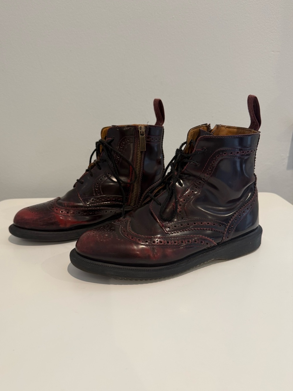 Dr. Marten’s Women’s Oxblood Wingtip Leather Lace-Up Boots - Picture 2 of 4